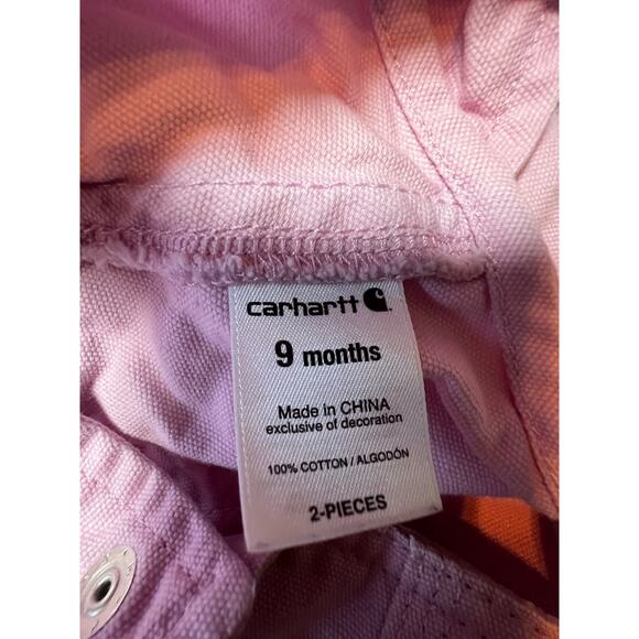 Carhartt pink baby girls floral bib overalls embroidered baby girl size 9 months - Picture 8 of 8